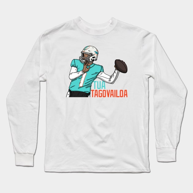 Tua Tagovailoa Comic Style Long Sleeve T-Shirt by mia_me